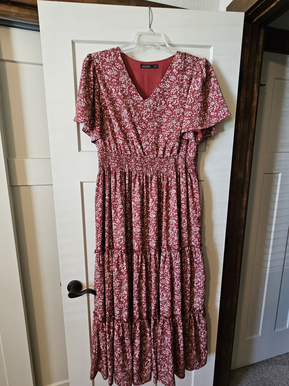 Mikarose Rose Floral Smocked Tiered Maxi Dress